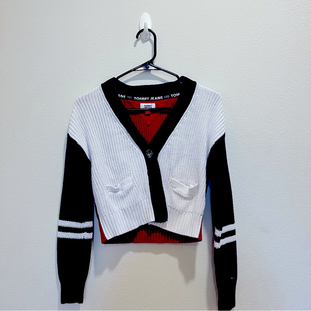 Pre-Lover Tommy Hilfiger | Colorblock Cardigan Chunky Knit V Neck Preppy